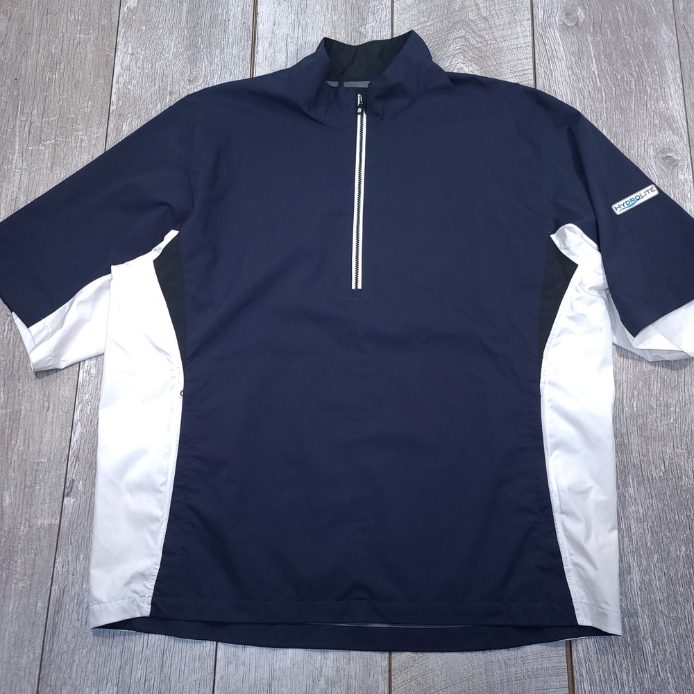 FootJoy HydroLite Golf Rain Shirt Mens XL Navy Quarter Zip Short Sleeve